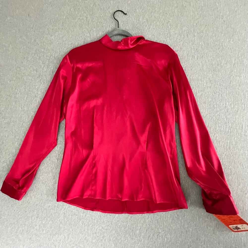 Pendleton Silky Red Formal Blouse Button Wrist New with Imperfection Size 10 - Picture 3 of 14